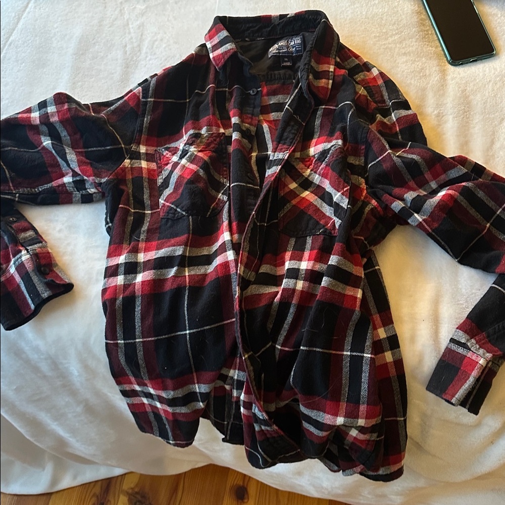 Red and Black Plaid Flannel Shirt